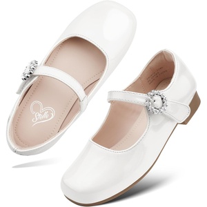 image:imageStelle Girls Dress Shoes Mary Jane Ballet Flats Flower School Shoes for Wedding Party ToddlerLittleBig KidOffwhite