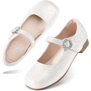 image:imageStelle Girls Dress Shoes Mary Jane Ballet Flats Flower School Shoes for Wedding Party ToddlerLittleBig KidPearl Glimmer