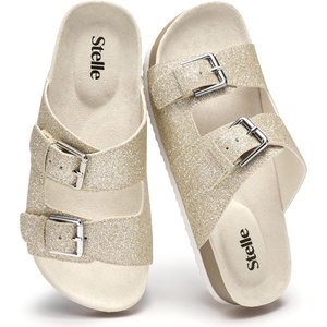 image:imageStelle Girls Sandals Kids Slide Summer Shoes Slip on Slippers with Adjustable StrapsGold