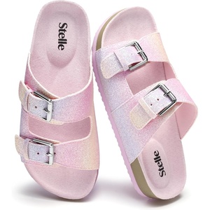 image:imageStelle Girls Sandals Kids Slide Summer Shoes Slip on Slippers with Adjustable StrapsRainbow