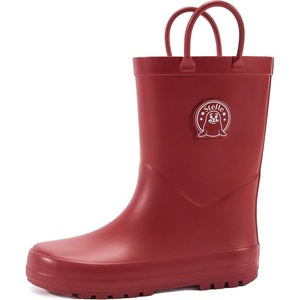 image:imageStelle Kids Rain Boots for Boys Girls Outdoor Play and Rainy Days  Natural Rubber Waterproof Design NonSlip Sole Easy On Handles AllWeather Wear Mud Garden School Toddler to Big KidsMatte Red