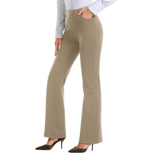 image:imageStelle Women 2830 32 Bootcut Dress Pants Business Casual Work Pants with Pockets Pull On Regular Slacks for OfficeGrey Khaki