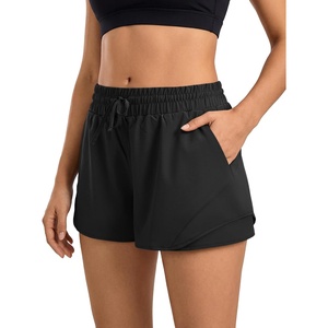 image:imageStelle Women Running Shorts with Pockets High Waisted Drawstring Athletic Workout QuickDry Gym Shorts Mesh LinerBlack