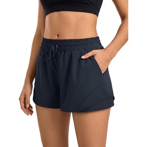 image:imageStelle Women Running Shorts with Pockets High Waisted Drawstring Athletic Workout QuickDry Gym Shorts Mesh LinerNavy