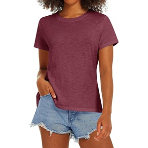 image:imageStelle Women T Shirts Crew Neck Short Sleeve Shirts Soft Summer Classic Fit TeesBurgundy