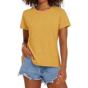 image:imageStelle Women T Shirts Crew Neck Short Sleeve Shirts Soft Summer Classic Fit TeesMustard