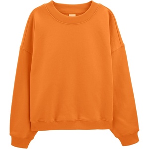 image:imageStelle Womens 100 Cotton Oversized Sweatshirt Drop Shoulder Crewneck Pullover Long Sleeve Lounge TopOrange