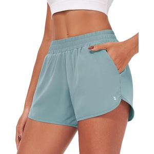 image:imageStelle Womens 3 Running Shorts Mesh Liner High Waisted Workout Shorts Quick Dry Dolphin Athletic Shorts with PocketsBlue