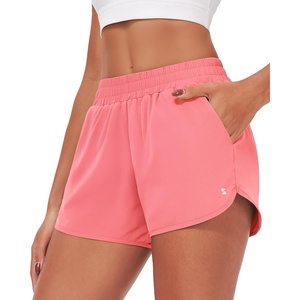image:imageStelle Womens 3 Running Shorts Mesh Liner High Waisted Workout Shorts Quick Dry Dolphin Athletic Shorts with PocketsCoral