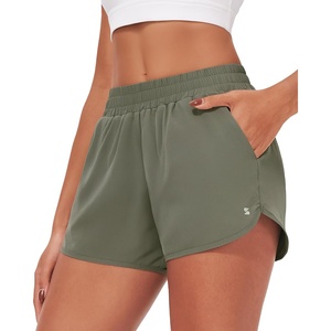 image:imageStelle Womens 3 Running Shorts Mesh Liner High Waisted Workout Shorts Quick Dry Dolphin Athletic Shorts with PocketsGreen