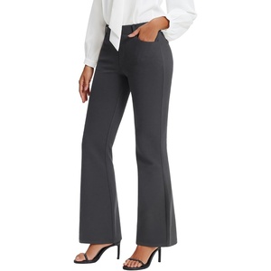 image:imageStelle Womens 30 Wide Leg Bootcut Dress Pants High Waisted Stretchy Work Pants Business Casual Office Slacks with PocketsCharcoal
