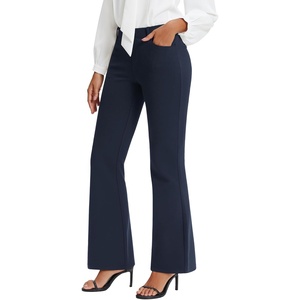 image:imageStelle Womens 30 Wide Leg Bootcut Dress Pants High Waisted Stretchy Work Pants Business Casual Office Slacks with PocketsNavy