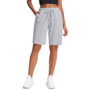 image:imageStelle Womens Cotton Bermuda Shorts 10 Long Knee Length Comfy Sweat Shorts with Deep Pockets Lounge Casual Summer10 Light Grey