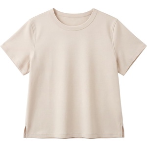 image:imageStelle Womens Cotton TShirts Crewneck Short Sleeve Basic Tees Summer Casual Solid Crop TopsWhite Beige