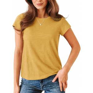 image:imageStelle Womens Modal Soft Crewneck Short Sleeve T Shirts Summer Casual Basic Tops TeesMustard