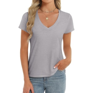 image:imageStelle Womens Modal Soft T Shirts Short Sleeve V Neck Basic Tee Casual Loose Fit Tops Lightweight Soft Summer Outfits ClothesGrey