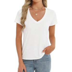 image:imageStelle Womens Modal Soft T Shirts Short Sleeve V Neck Basic Tee Casual Loose Fit Tops Lightweight Soft Summer Outfits ClothesOffwhite