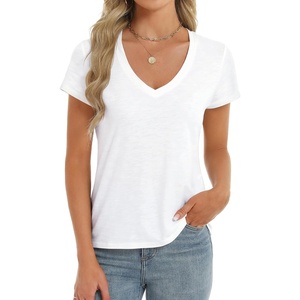 image:imageStelle Womens Modal Soft T Shirts Short Sleeve V Neck Basic Tee Casual Loose Fit Tops Lightweight Soft Summer Outfits ClothesWhite