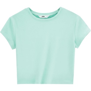 image:imageStelle Womens Short Sleeve Crop Tops Crewneck Basic T Shirts Cute Going Out Baby TeeAqua Blue