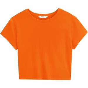 image:imageStelle Womens Short Sleeve Crop Tops Crewneck Basic T Shirts Cute Going Out Baby TeeOrange