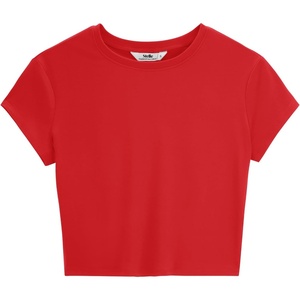 image:imageStelle Womens Short Sleeve Crop Tops Crewneck Basic T Shirts Cute Going Out Baby TeeRed