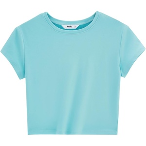image:imageStelle Womens Short Sleeve Crop Tops Crewneck Basic T Shirts Cute Going Out Baby TeeSky Blue