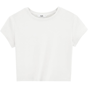 image:imageStelle Womens Short Sleeve Crop Tops Crewneck Basic T Shirts Cute Going Out Baby TeeWhite