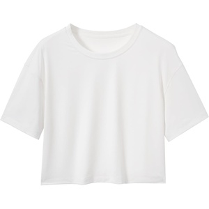image:imageStelle Womens Workout Crop Top Loose Short Sleeve Shirt Breathable Quick Dry UPF 50 Oversized Boxy Tee for Running AthleticWhite