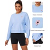 image:imageStelle Cropped Sweatshirt for Women Crewneck Pullover Tops Oversized Long Sleeve Lightweight Casual Cotton Sweat ShirtsBaby Blue