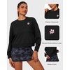 image:imageStelle Cropped Sweatshirt for Women Crewneck Pullover Tops Oversized Long Sleeve Lightweight Casual Cotton Sweat ShirtsBlack
