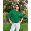 image:imageStelle Cropped Sweatshirt for Women Crewneck Pullover Tops Oversized Long Sleeve Lightweight Casual Cotton Sweat ShirtsKelly Green