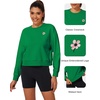 image:imageStelle Cropped Sweatshirt for Women Crewneck Pullover Tops Oversized Long Sleeve Lightweight Casual Cotton Sweat ShirtsKelly Green