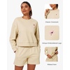 image:imageStelle Cropped Sweatshirt for Women Crewneck Pullover Tops Oversized Long Sleeve Lightweight Casual Cotton Sweat ShirtsLimestone