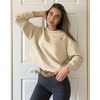 image:imageStelle Cropped Sweatshirt for Women Crewneck Pullover Tops Oversized Long Sleeve Lightweight Casual Cotton Sweat ShirtsLimestone