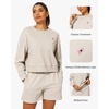 image:imageStelle Cropped Sweatshirt for Women Crewneck Pullover Tops Oversized Long Sleeve Lightweight Casual Cotton Sweat ShirtsOat Milk