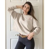 image:imageStelle Cropped Sweatshirt for Women Crewneck Pullover Tops Oversized Long Sleeve Lightweight Casual Cotton Sweat ShirtsOat Milk