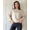 image:imageStelle Cropped Sweatshirt for Women Crewneck Pullover Tops Oversized Long Sleeve Lightweight Casual Cotton Sweat ShirtsOat Milk