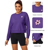 image:imageStelle Cropped Sweatshirt for Women Crewneck Pullover Tops Oversized Long Sleeve Lightweight Casual Cotton Sweat ShirtsPurple