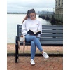 image:imageStelle Cropped Sweatshirt for Women Crewneck Pullover Tops Oversized Long Sleeve Lightweight Casual Cotton Sweat ShirtsUltra Light Grey