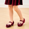 image:imageStelle Dress Shoes for Girls Rhinestone Bow Low Heels for Wedding PartyBurgundyvelvet
