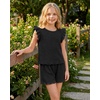 image:imageStelle Girls 2 Piece Summer Outfits Flutter Sleeve Tops and Shorts 513Y  Cooling LinerShorts with PocketsRuffle Tank TopsBack KeyholeCute Bow on WaistBreathableLightweightStretchableFlowyBlack