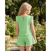 image:imageStelle Girls 2 Piece Summer Outfits Flutter Sleeve Tops and Shorts 513Y  Cooling LinerShorts with PocketsRuffle Tank TopsBack KeyholeCute Bow on WaistBreathableLightweightStretchableFlowyGreen
