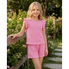 image:imageStelle Girls 2 Piece Summer Outfits Flutter Sleeve Tops and Shorts 513Y  Cooling LinerShorts with PocketsRuffle Tank TopsBack KeyholeCute Bow on WaistBreathableLightweightStretchableFlowyBubblegum