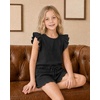 image:imageStelle Girls 2 Piece Summer Outfits Flutter Sleeve Tops and Shorts 513Y  Cooling LinerShorts with PocketsRuffle Tank TopsBack KeyholeCute Bow on WaistBreathableLightweightStretchableFlowyBlack