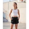 image:imageStelle Girls Athletic Shorts with Pockets Quick Dry Running Shorts Gymnastics Basketball Short for Teen KidsBlack