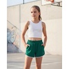image:imageStelle Girls Athletic Shorts with Pockets Quick Dry Running Shorts Gymnastics Basketball Short for Teen KidsEvergreen