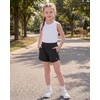image:imageStelle Girls Athletic Shorts with Zipper Pockets Elastic Waist Running Short Basketball Volleyball Soccer Shorts for TeenBlack