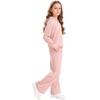 image:imageStelle Girls Clothes 2 Piece Fall Outfits Lounge Set Long Sleeve Pullover Hoodie Wide Leg Sweatpants Teen Ribbed TracksuitPink