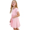 image:imageStelle Girls Cotton Short Sleeve Twirl Skater Dress 3T12Y  TwirlFriendly Skirt A LineCriss Cross BackDress for SchoolDancePlaywearCasualActiveSoft Stretch Breathable ComfyA19pink With Pocket