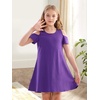 image:imageStelle Girls Cotton Short Sleeve Twirl Skater Dress 3T12Y  TwirlFriendly Skirt A LineCriss Cross BackDress for SchoolDancePlaywearCasualActiveSoft Stretch Breathable ComfyCd001purplecold Shoulder
